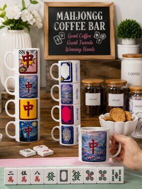 Dragon Mahj-Art 4 stackable 10 oz mugs